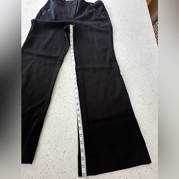 White House Black Market black sailor button Black Flare Leg Pants 8R stretchy - Picture 7 of 7
